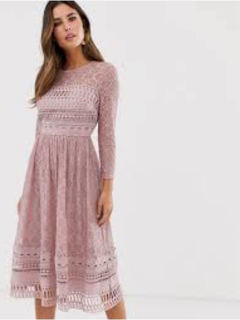 ASOS Dusty Pink Lace Midi Dress